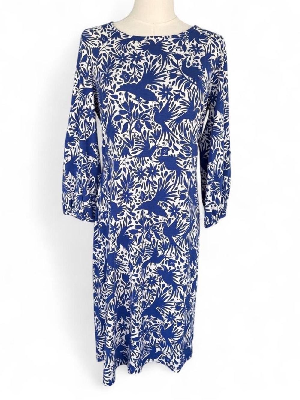 Boden Blue and White Floral Midi Dress
